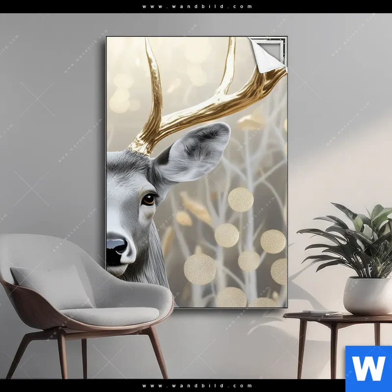 Spannbild | Hirsch mit goldenem Geweih | Hochformat