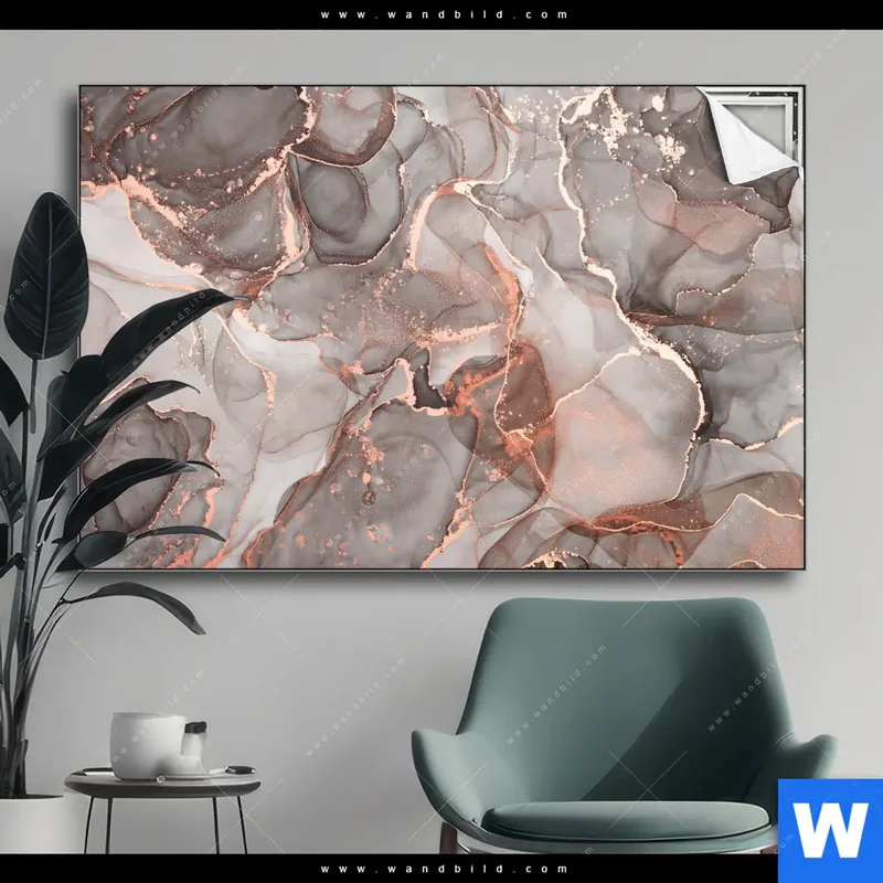 Spannbild | Fluid Art in edlen Metallic-Tönen | Querformat