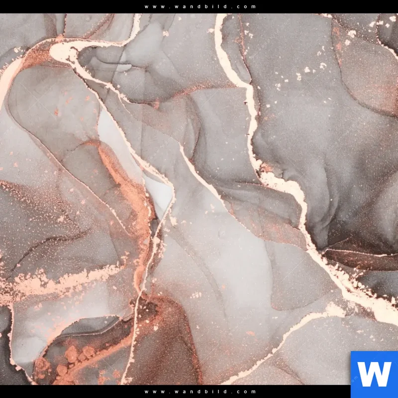 Alu-Dibond Bild | Fluid Art in edlen Metallic-Tönen | Rund