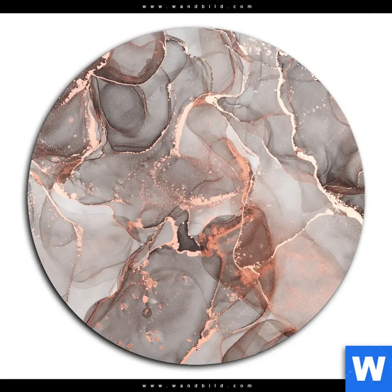 Aluminiumbild gebürstet | Fluid Art in edlen Metallic-Tönen | Rund
