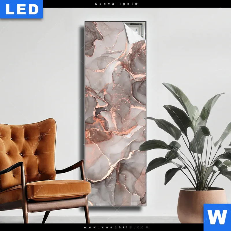 Canvalight® Leuchtbild | Fluid Art in edlen Metallic-Tönen | Schmal
