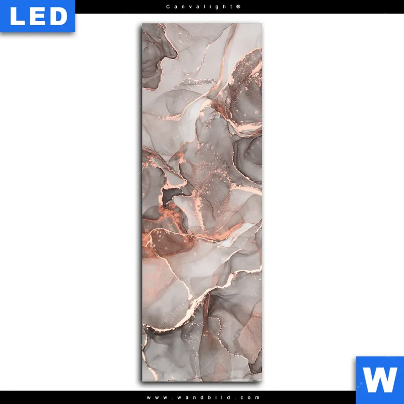 Canvalight® Leuchtbild | Fluid Art in edlen Metallic-Tönen | Schmal