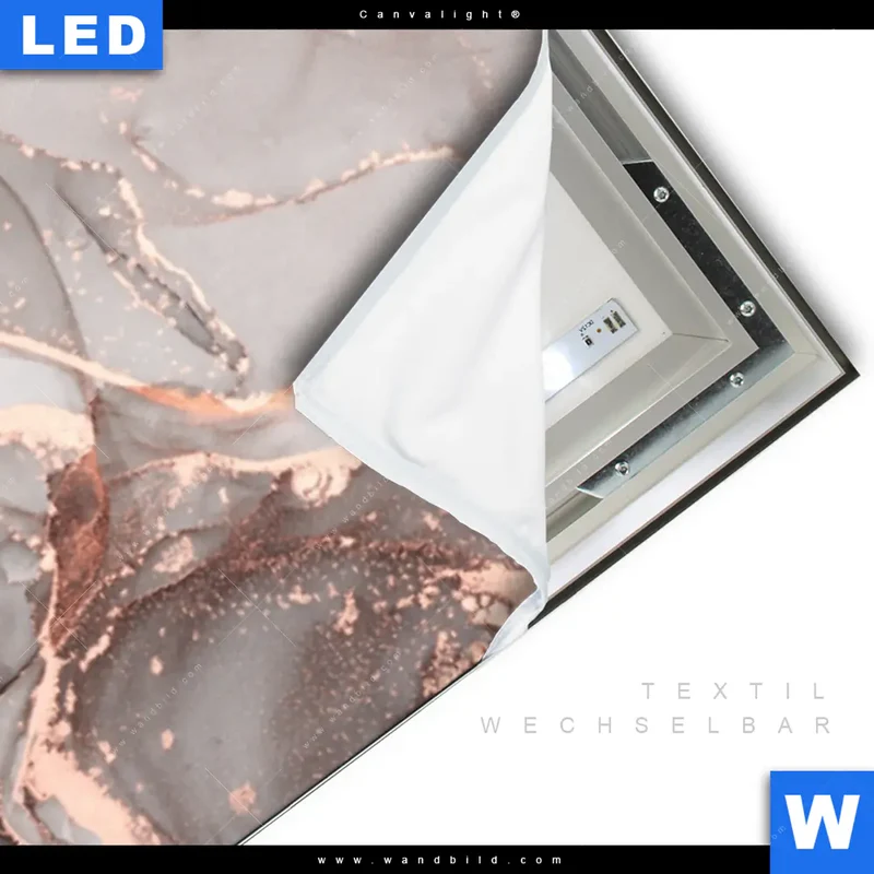 Canvalight® Leuchtbild | Fluid Art in edlen Metallic-Tönen | Schmal