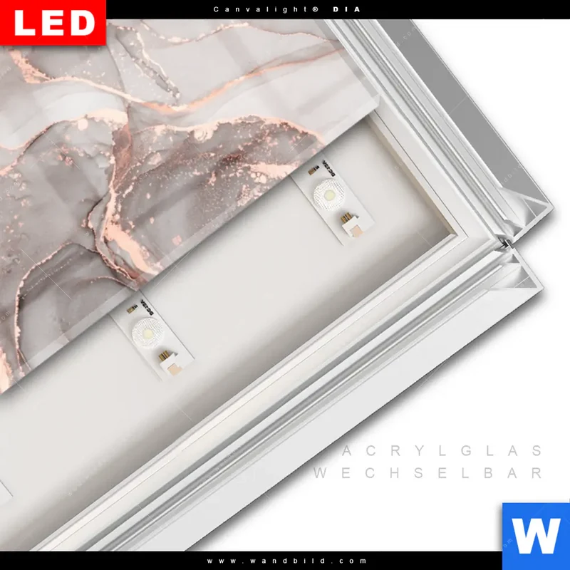 Leuchtbild Acrylglas Canvalight® DIA | Fluid Art in edlen Metallic-Tönen | Schmal