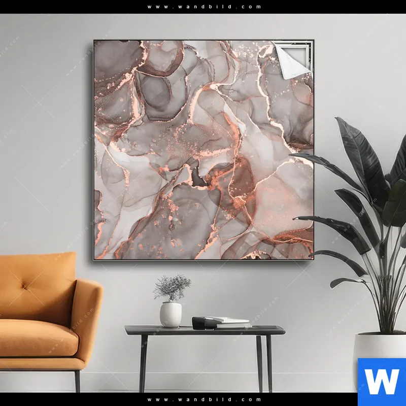 Spannbild | Fluid Art in edlen Metallic-Tönen | Quadrat