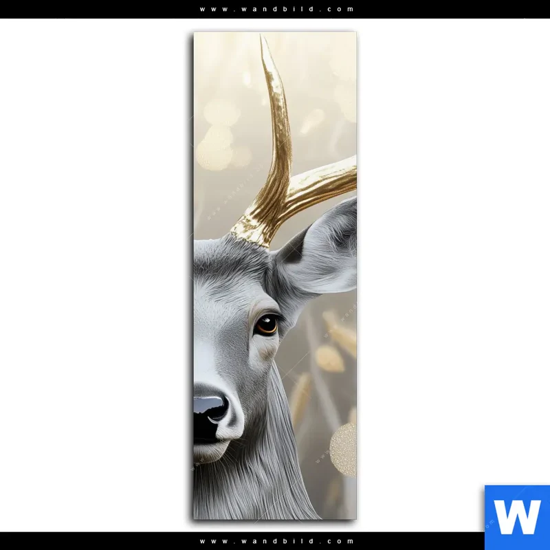 Poster | Hirsch mit goldenem Geweih | Schmal