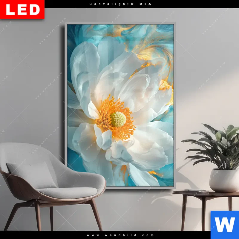 Wechselmotiv Acrylglas Canvalight® DIA | Blüte im goldenen Licht | Hochformat