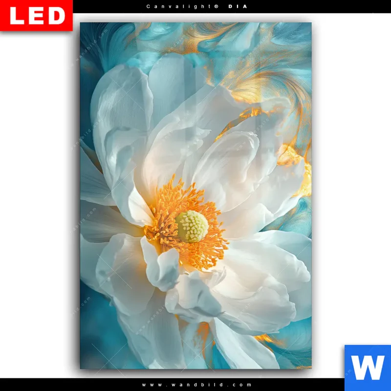 Wechselmotiv Acrylglas Canvalight® DIA | Blüte im goldenen Licht | Hochformat