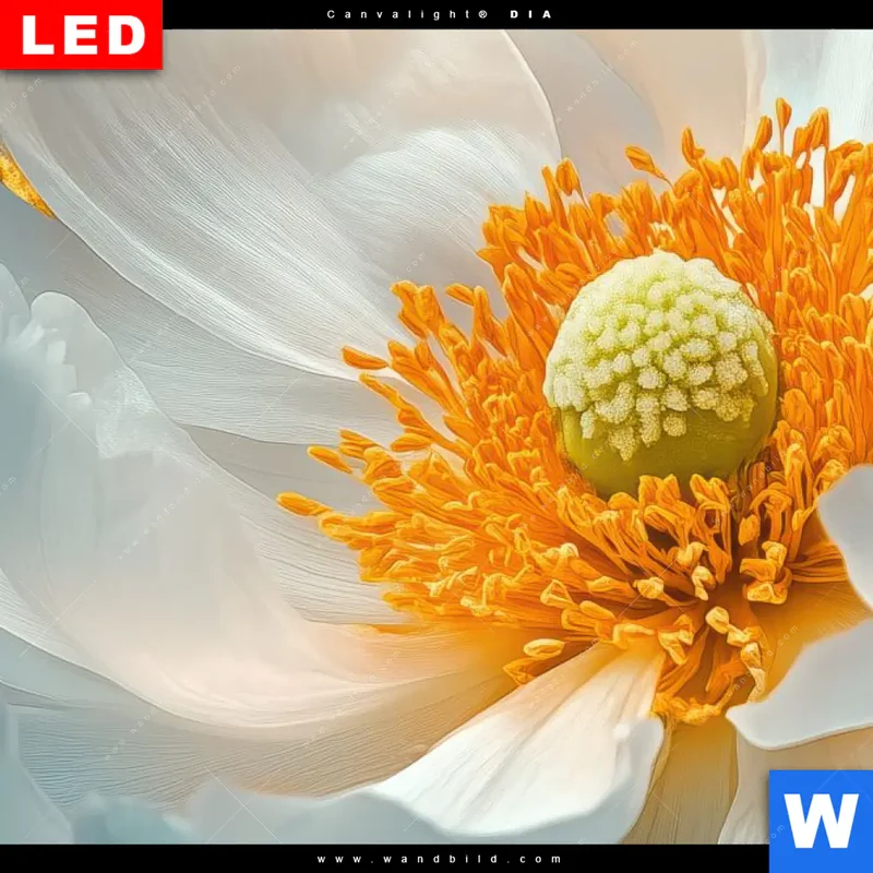 Wechselmotiv Acrylglas Canvalight® DIA | Blüte im goldenen Licht | Hochformat