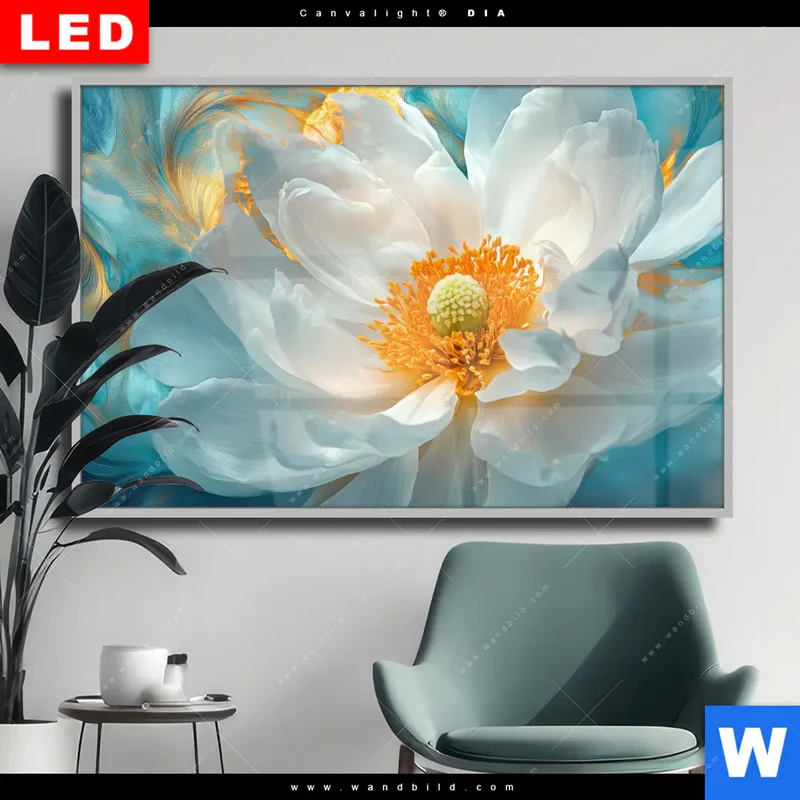 Wechselmotiv Acrylglas Canvalight® DIA | Blüte im goldenen Licht | Querformat