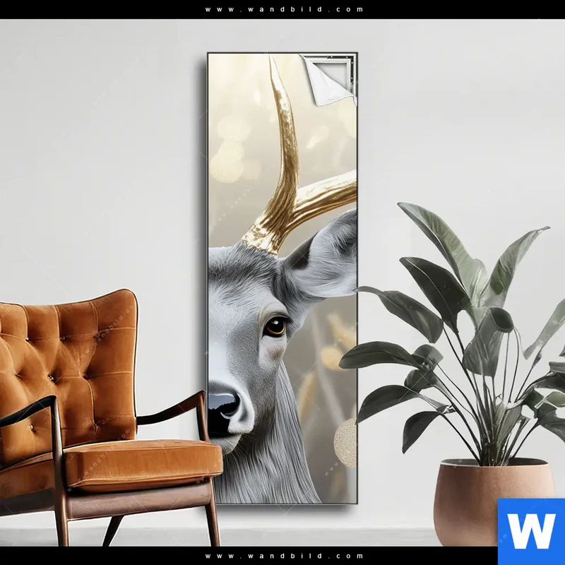Spannbild | Hirsch mit goldenem Geweih | Schmal