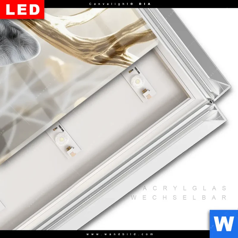 Leuchtbild Acrylglas Canvalight® DIA | Hirsch mit goldenem Geweih | Hochformat