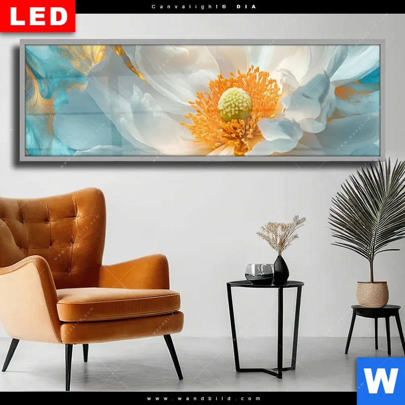 Wechselmotiv Acrylglas Canvalight® DIA | Blüte im goldenen Licht | Panorama