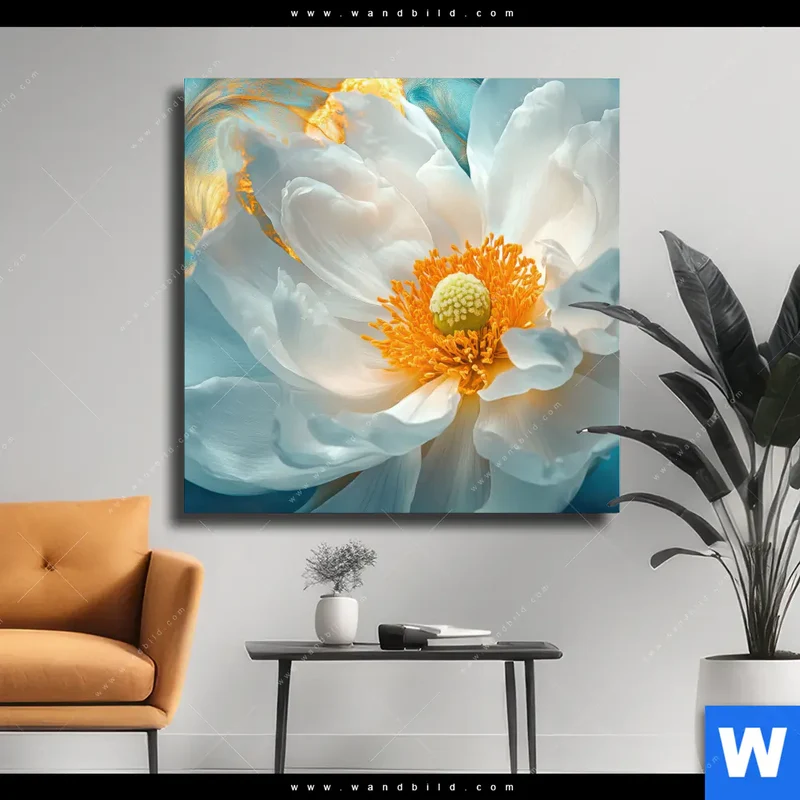 Leinwandbild | Blüte im goldenen Licht | Quadrat