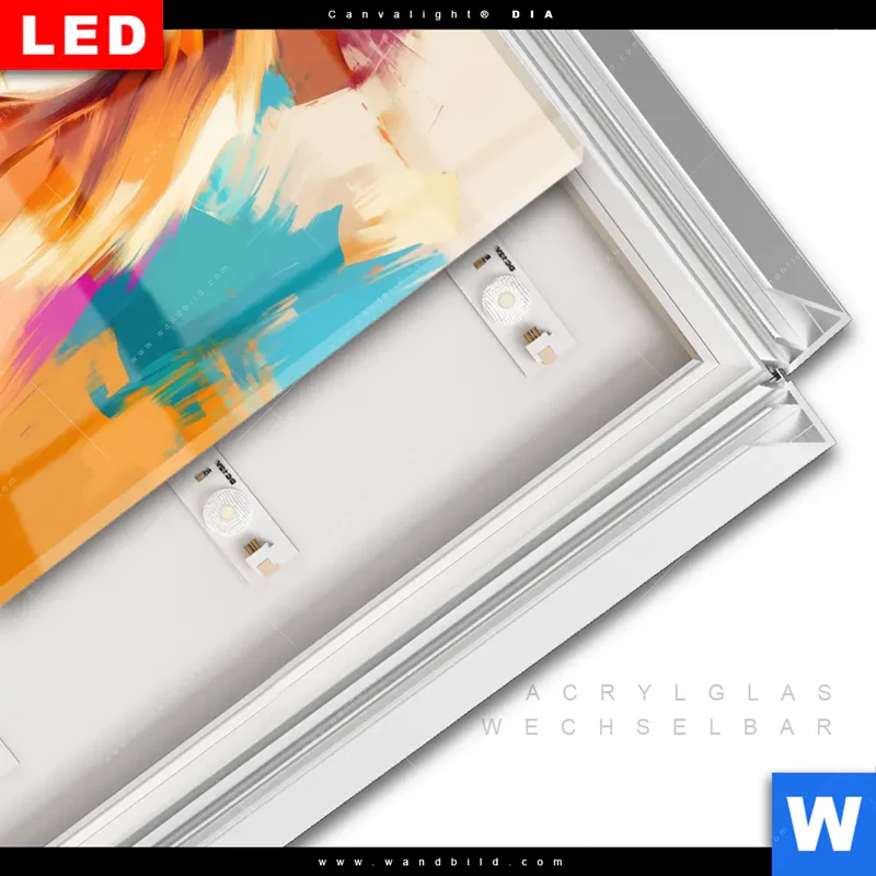 Leuchtbild Acrylglas Canvalight® DIA | Der Löwe – Kraft in Farbe | Quadrat
