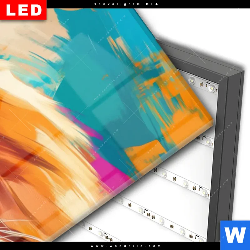 Wechselmotiv Acrylglas Canvalight® DIA | Der Löwe – Kraft in Farbe | Panorama