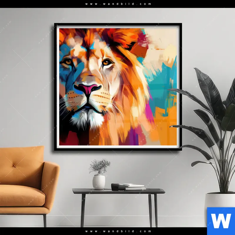 Poster | Der Löwe – Kraft in Farbe | Quadrat