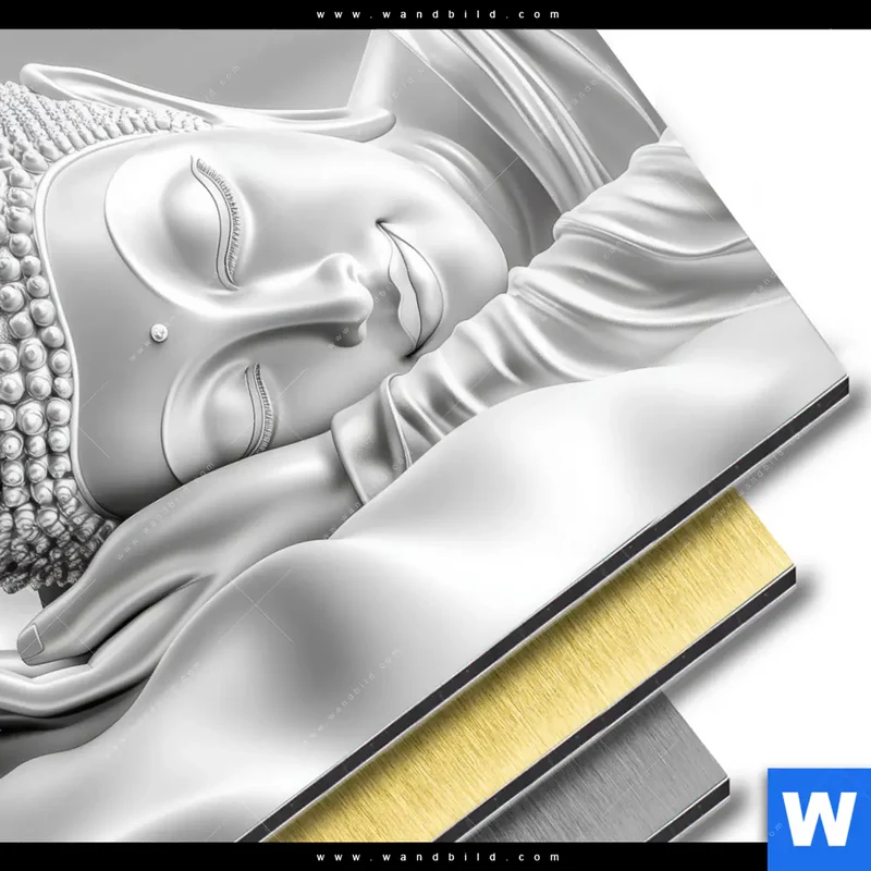 Aluminiumbild gebürstet | Buddha - Stille des Erwachens | Quadrat