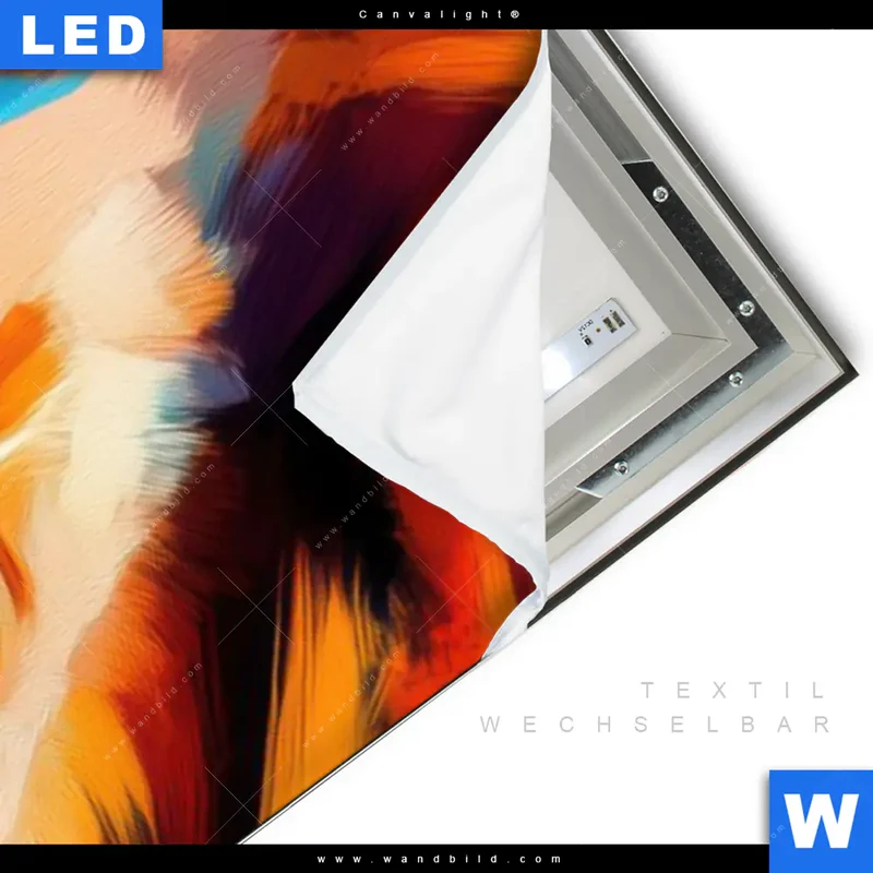 Canvalight® Leuchtbild | Der Löwe – Kraft in Farbe | Schmal