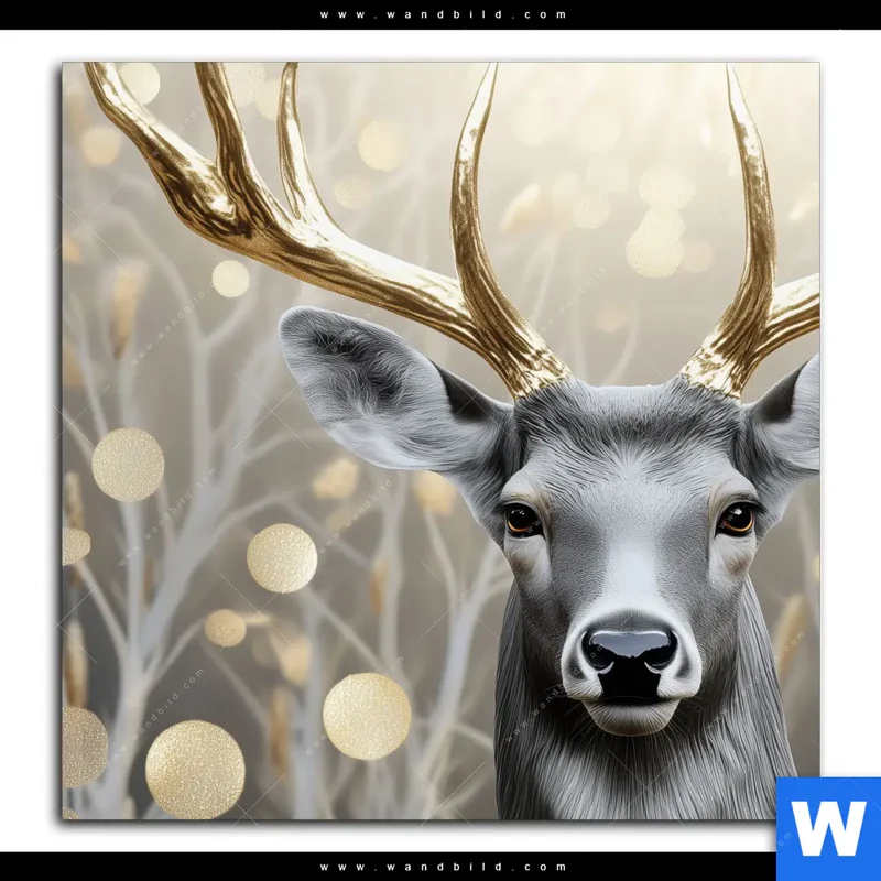 Poster | Hirsch mit goldenem Geweih | Quadrat