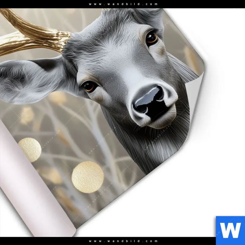 Poster | Hirsch mit goldenem Geweih | Quadrat