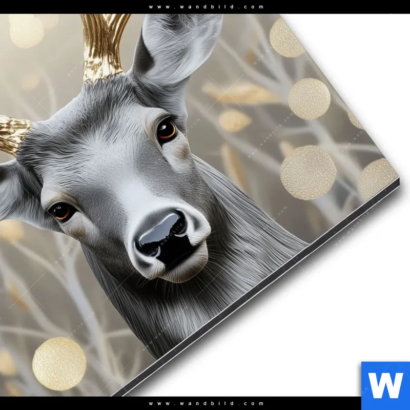 Alu-Dibond Bild | Hirsch mit goldenem Geweih | Rund