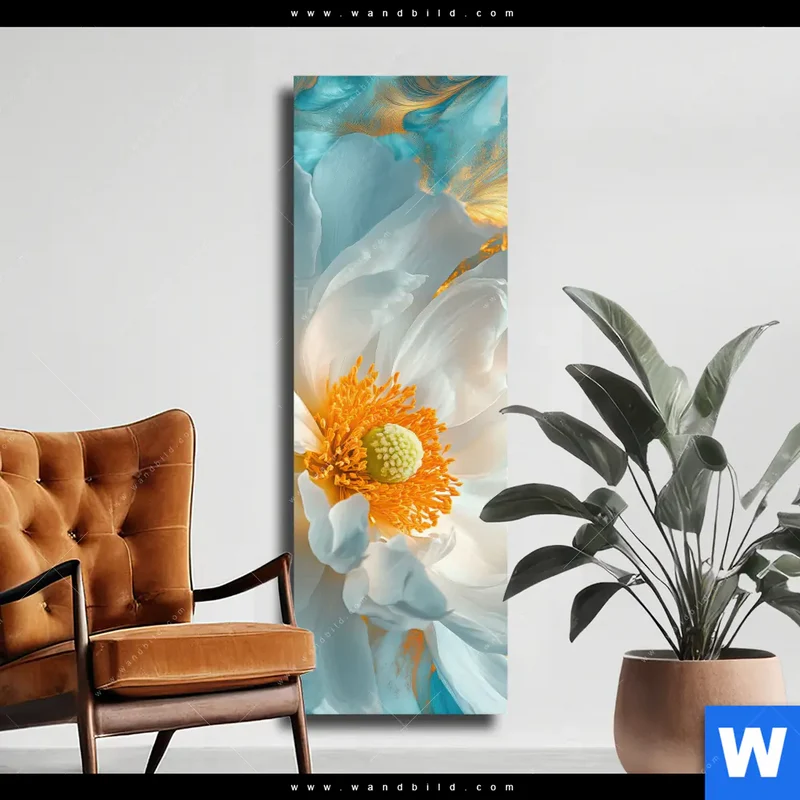 Leinwandbild | Blüte im goldenen Licht | Schmal