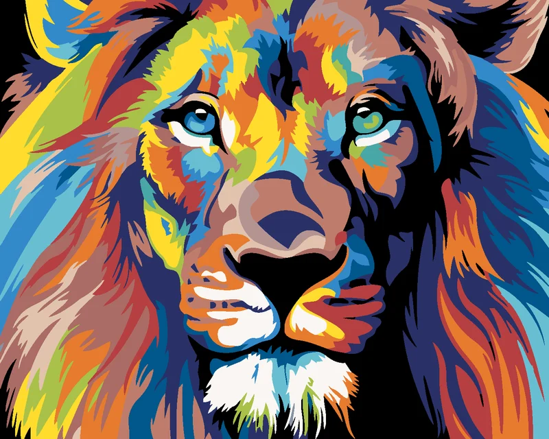Diamond painting - FARBIGER LÖWE II