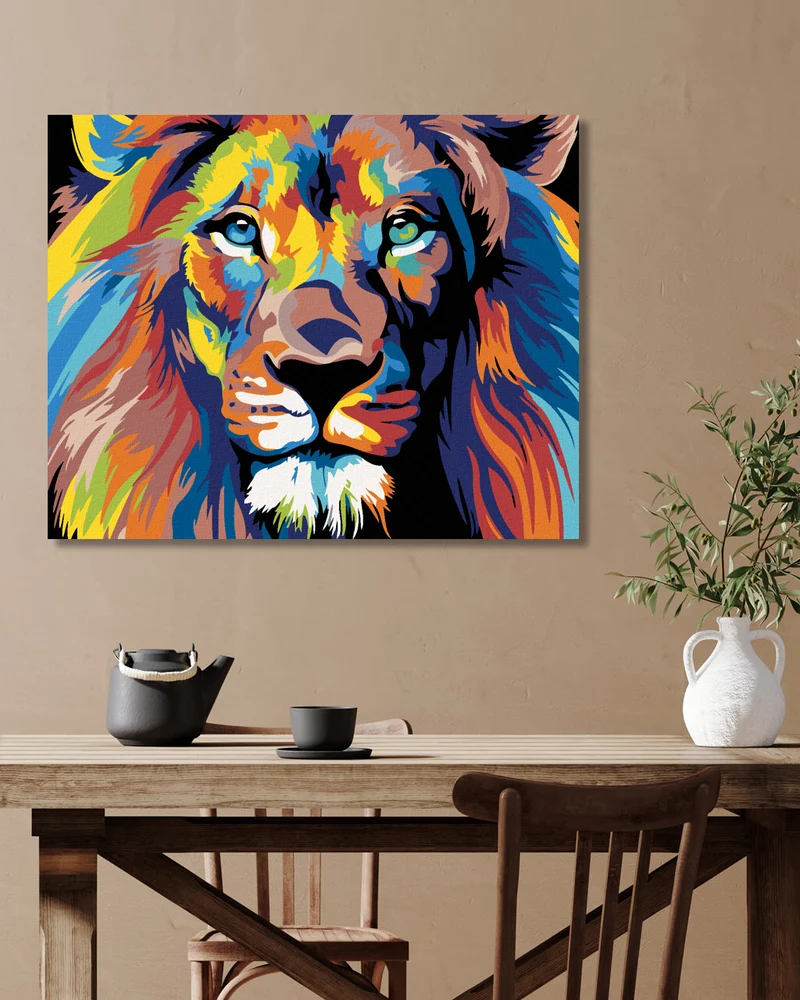 Diamond painting - FARBIGER LÖWE II