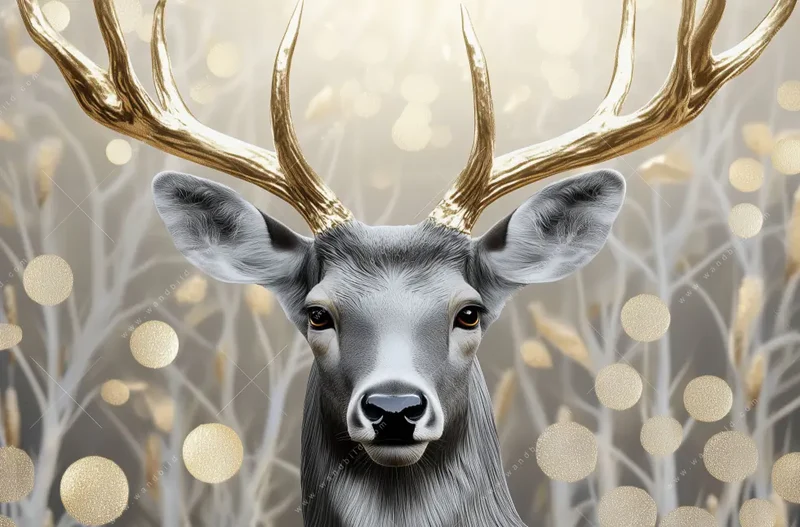 Canvalight® Leuchtbild | Hirsch mit goldenem Geweih | Querformat