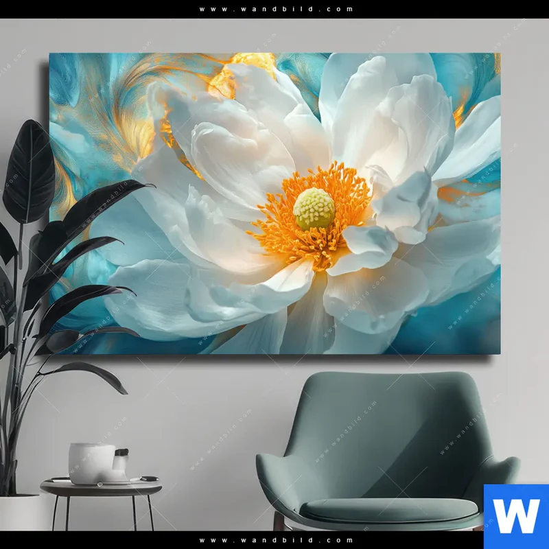 Leinwandbild | Blüte im goldenen Licht | Querformat