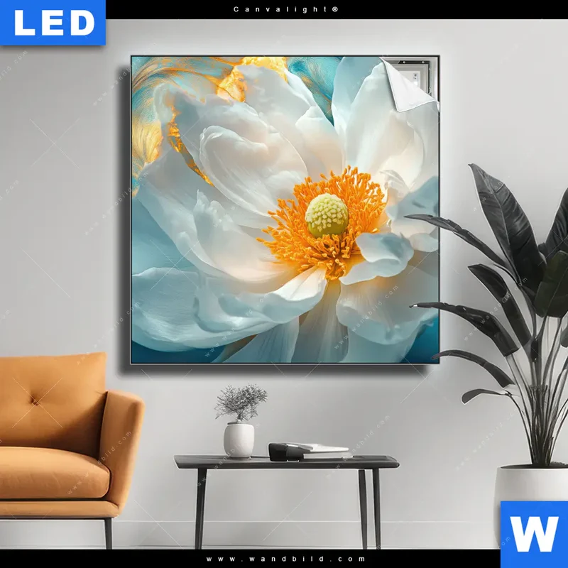 Canvalight® Leuchtbild | Blüte im goldenen Licht | Quadrat
