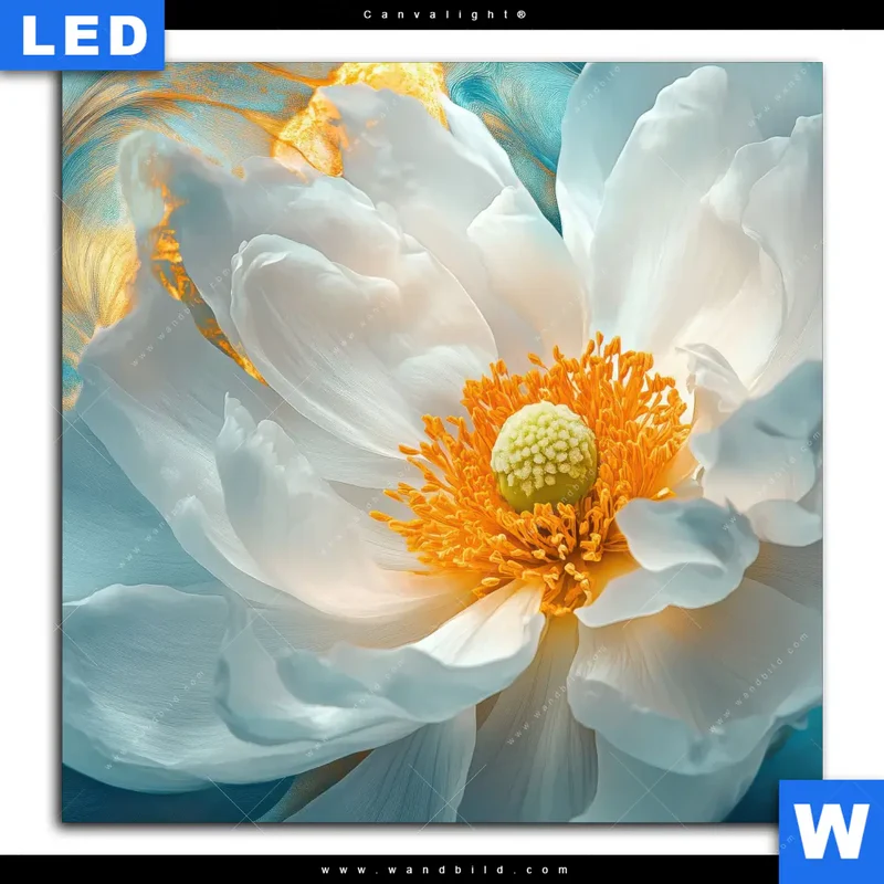 Canvalight® Leuchtbild | Blüte im goldenen Licht | Quadrat