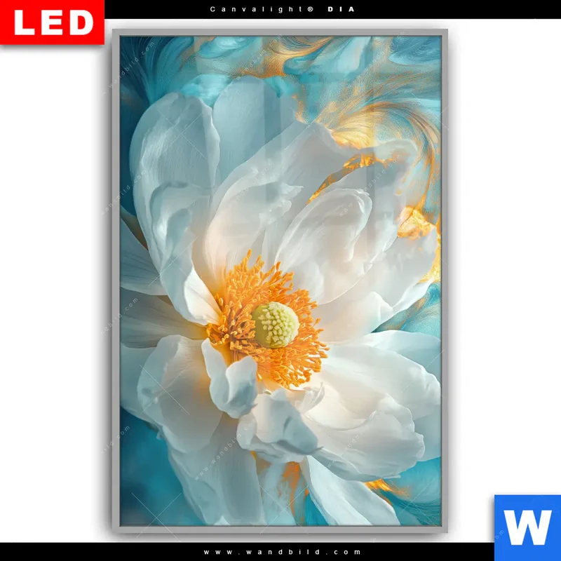 Leuchtbild Acrylglas Canvalight® DIA | Blüte im goldenen Licht | Hochformat