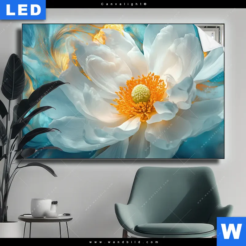 Canvalight® Leuchtbild | Blüte im goldenen Licht | Querformat