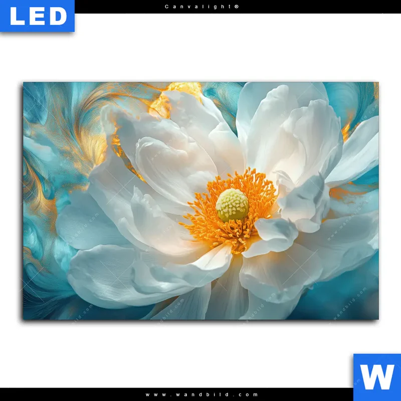Canvalight® Leuchtbild | Blüte im goldenen Licht | Querformat