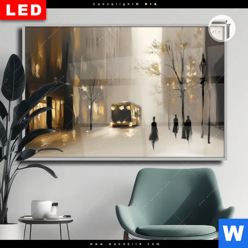 Leuchtbild Acrylglas Canvalight® DIA | Goldene Stille der Großstadt | Querformat