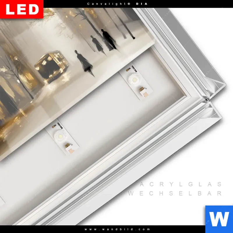 Leuchtbild Acrylglas Canvalight® DIA | Goldene Stille der Großstadt | Querformat