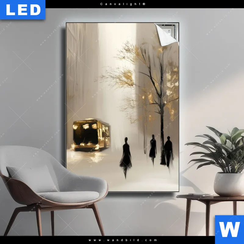 Canvalight® Leuchtbild | Goldene Stille der Großstadt | Hochformat