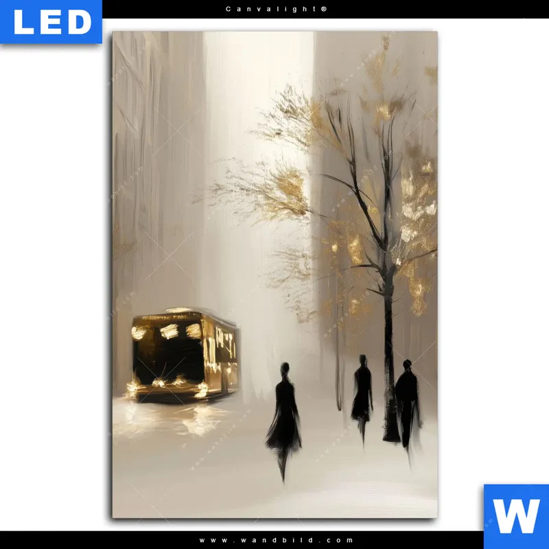 Canvalight® Leuchtbild | Goldene Stille der Großstadt | Hochformat