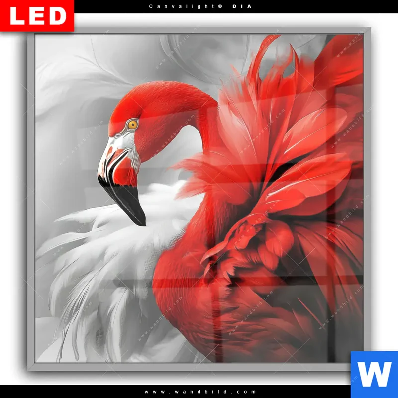 Leuchtbild Acrylglas Canvalight® DIA | Roter Flamingo | Quadrat