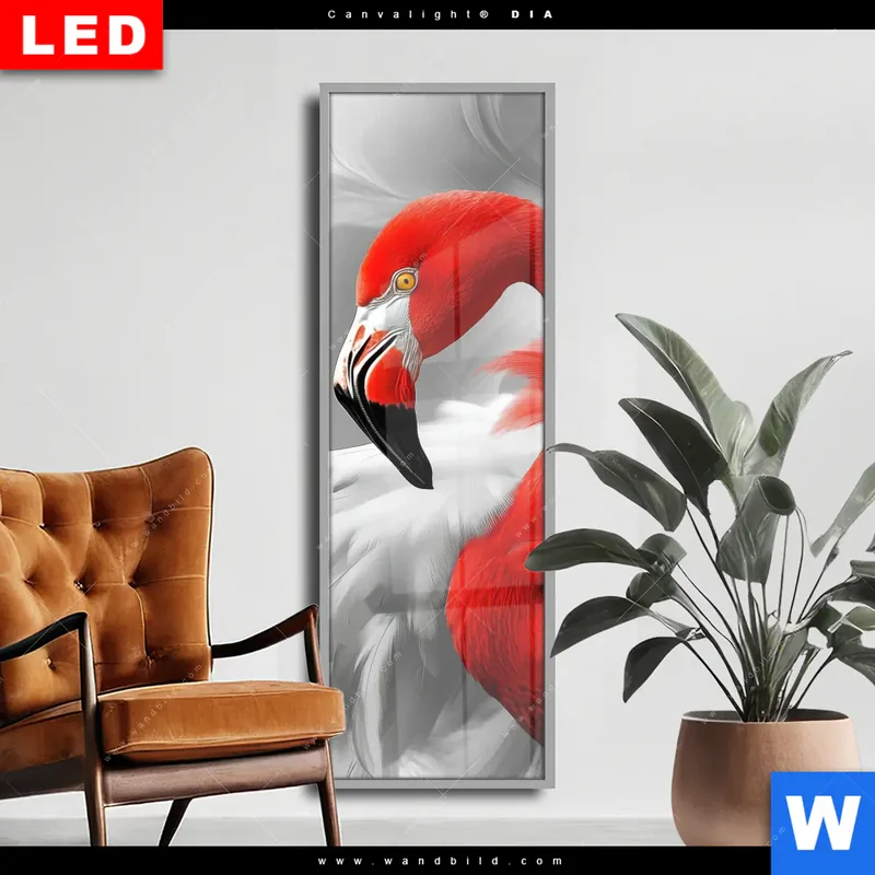 Wechselmotiv Acrylglas Canvalight® DIA | Roter Flamingo | Schmal