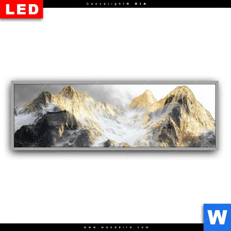 Leuchtbild Acrylglas Canvalight® DIA | Stille der goldenen Berge | Panorama