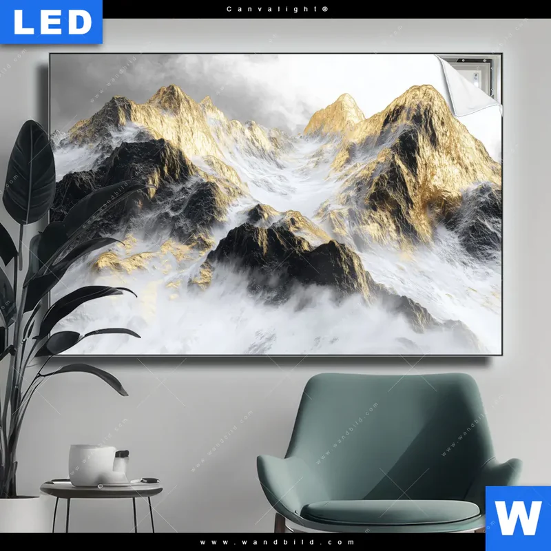 Canvalight® Leuchtbild | Stille der goldenen Berge | Querformat