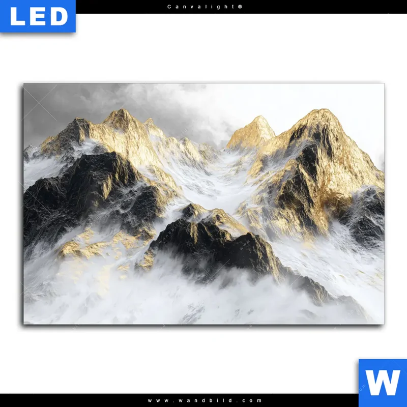 Canvalight® Leuchtbild | Stille der goldenen Berge | Querformat
