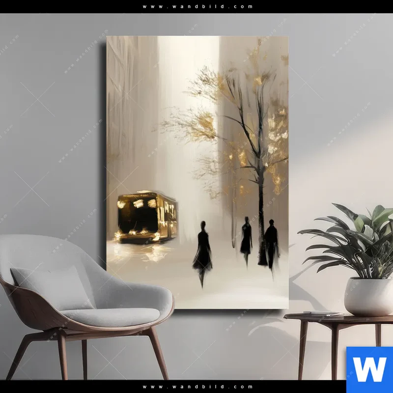 Leinwandbild | Goldene Stille der Großstadt | Hochformat