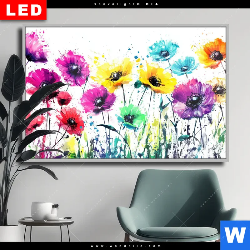 Wechselmotiv Acrylglas Canvalight® DIA | Bunte Blütenexplosion | Querformat