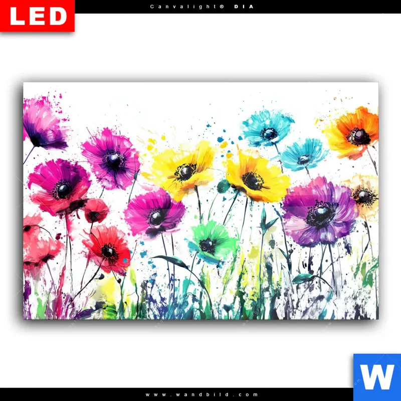 Wechselmotiv Acrylglas Canvalight® DIA | Bunte Blütenexplosion | Querformat