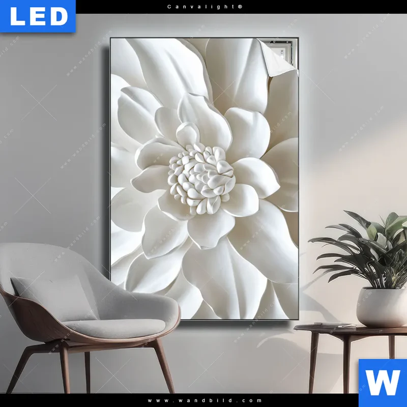 Canvalight® Leuchtbild | Weiße Blüte | Hochformat