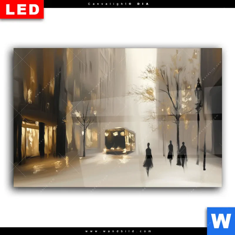 Wechselmotiv Acrylglas Canvalight® DIA | Goldene Stille der Großstadt | Querformat